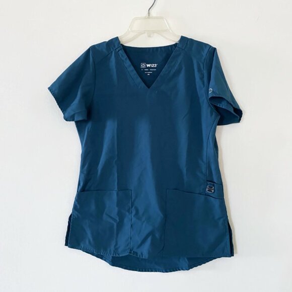 Turquoise scrub top and pants set with pockets XS - Picture 2 of 13